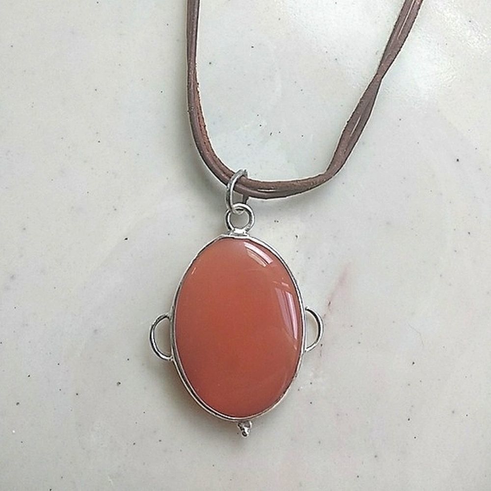Artisan Natural Carnelian Stone Pendant Necklace